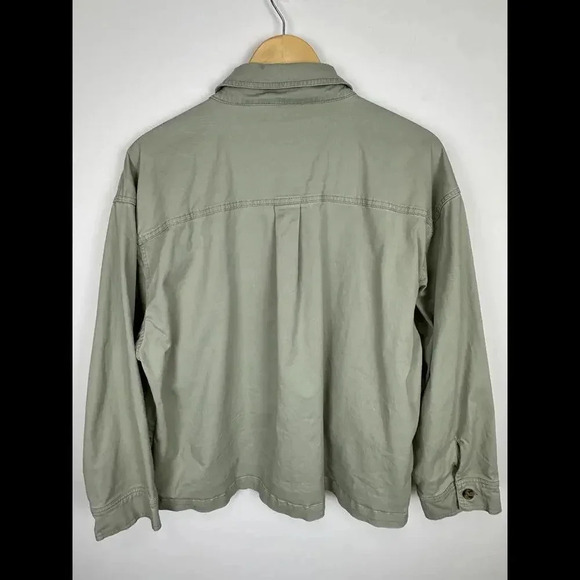 FRYE Olive Washed Chino Chore Utility Boxy Cut Jacket SIZE L - Picture 2 of 5